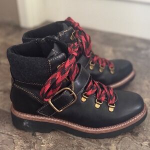 Bionica Dee Bootie Black Red Laced 7.5 Waterproof‎ All Weather Hiking Boots $225